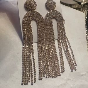 Light gold rhinestone statement earrings